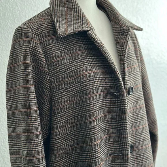 Abercrombie & Fitch Plaid Wool Blend Coat Size Large - Picture 4 of 7
